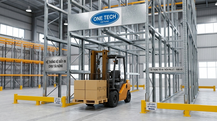 Chi tiết lối vào hệ thống kệ drive in cho xe nâng Chi tiết lối vào hệ thống kệ drive in cho xe nâng