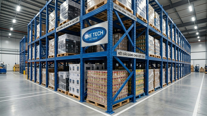Kệ drive in kết hợp thanh giằng chắc chắn cho kho pallet Kệ drive in kết hợp thanh giằng chắc chắn cho kho pallet