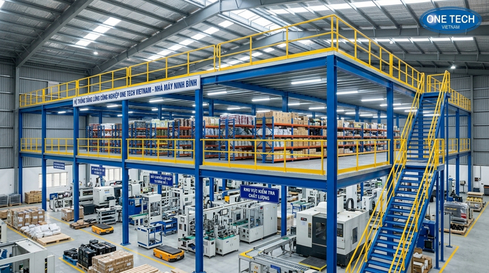 Kệ sàn mezzanine cho kho sản xuất tại Ninh Bình
