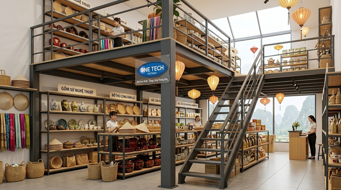 Kệ sàn mezzanine cho cửa hàng lưu niệm Ninh Bình