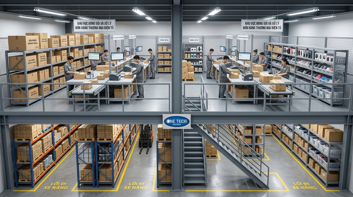 Kệ sàn mezzanine cho khu đóng gói đơn hàng