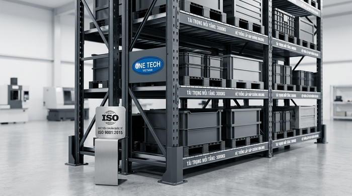 Tiêu chí đánh giá nhà cung cấp kệ sắt uy tín Chứng nhận ISO chất lượng hệ thống kệ sắt OneTech