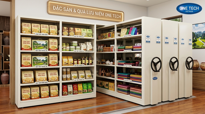 Kệ di động cho cửa hàng đặc sản Ninh Bình Kệ di động cho cửa hàng đặc sản và quà lưu niệm tại Ninh Bình
