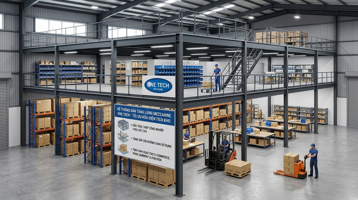 Kệ sàn mezzanine tối ưu không gian kho Kệ sàn mezzanine giúp tăng diện tích sử dụng kho hàng