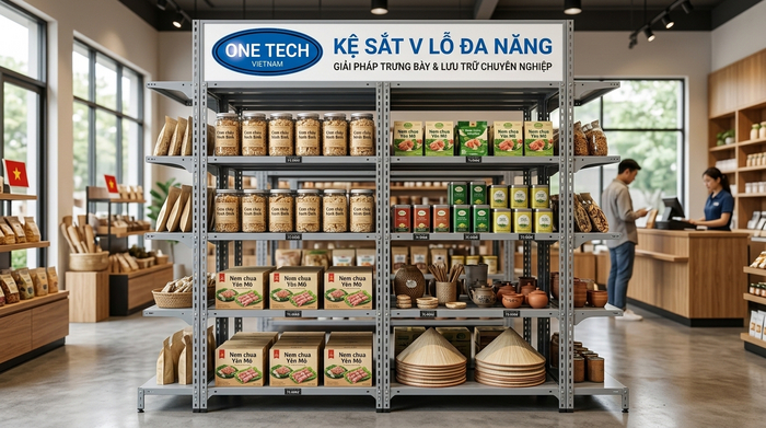 Kệ sắt v lỗ đa năng tối ưu kho nhỏ Kệ sắt v lỗ đa năng cho kho nhỏ và cửa hàng tại Ninh Bình