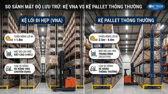 Mật độ lưu trữ của kệ VNA Ninh Bình so với kệ kho thông thường