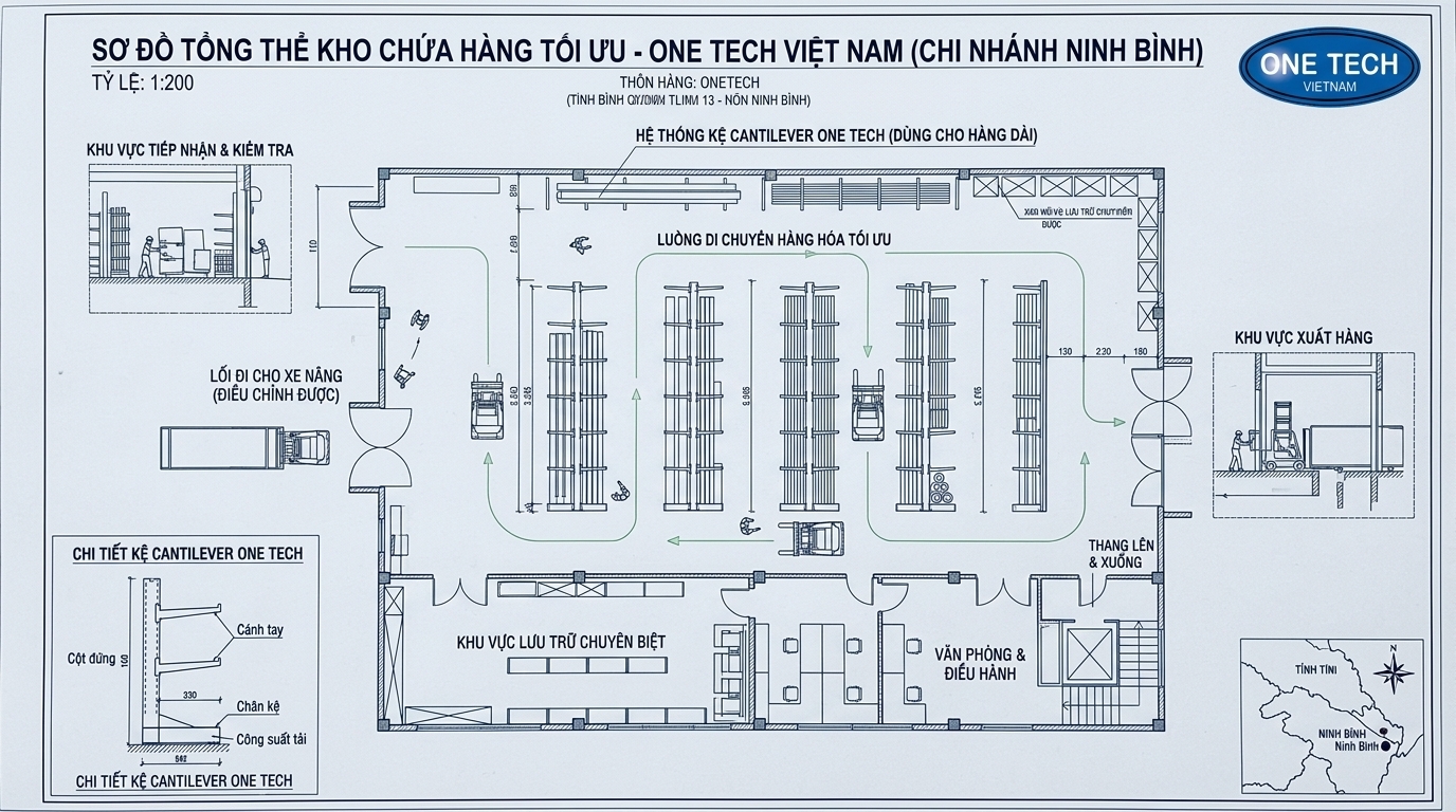 Sơ đồ bố trí kệ tay đỡ trong kho Ninh Bình Sơ đồ bố trí kệ tay đỡ trong kho Ninh Bình theo lối đi và khu xuất nhập hàng