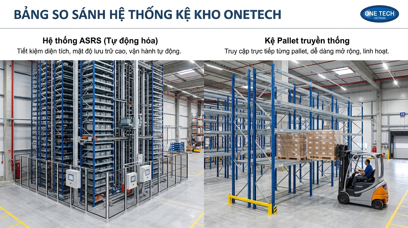 So sánh kệ kho ASRS và kệ kho truyền thống So sánh kệ kho ASRS và kệ kho truyền thống