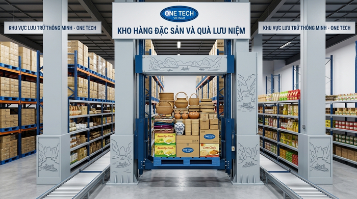 Cẩu xếp kệ kho hàng lưu niệm Ninh Bình Stacker-Crane cho kho hàng lưu niệm gần Tràng An