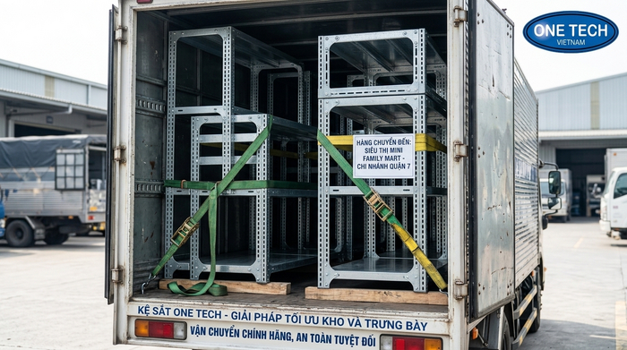 Mẫu xe chuyên dụng vận chuyển kệ sắt an toàn Mẫu xe chuyên dụng vận chuyển kệ sắt an toàn