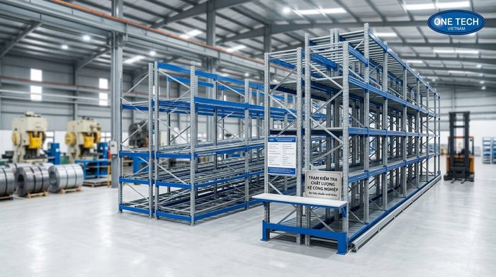 Báo giá trực tiếp từ nhà máy sản xuất OneTech Dây chuyền sản xuất kệ sắt tại nhà máy OneTech