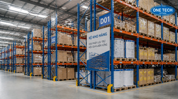 Hệ thống kệ kho logistics Ninh Bình trong nhà kho công nghiệp
