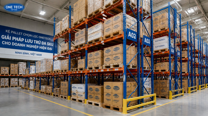 Kệ Selective cho kho logistics nhiều mã hàng tại Ninh Bình