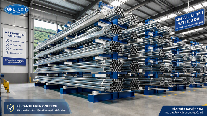 Kệ tay đỡ ống thép cho hàng dài và nặng Kệ tay đỡ ống thép chịu tải cao tại Ninh Bình
