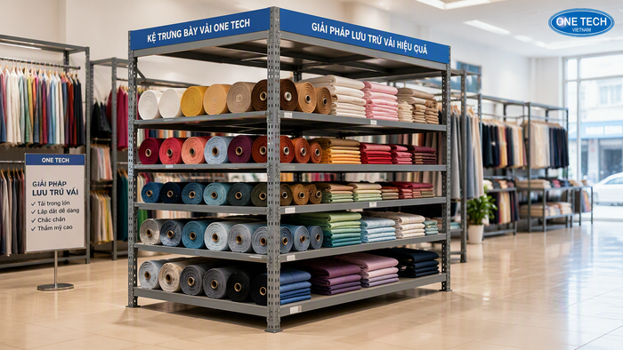 Kệ treo vải và trưng bày vải cho shop Kệ treo vải cho cửa hàng tại Ninh Bình