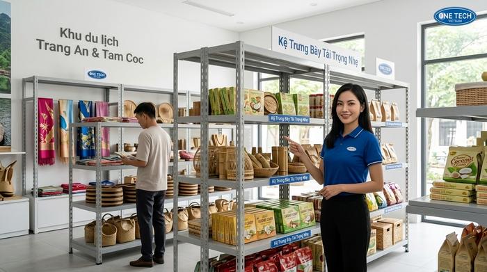 Kệ trưng bày tải trọng nhẹ cho cửa hàng lưu niệm Ninh Bình Kệ trưng bày tải trọng nhẹ cho cửa hàng lưu niệm tại Ninh Bình