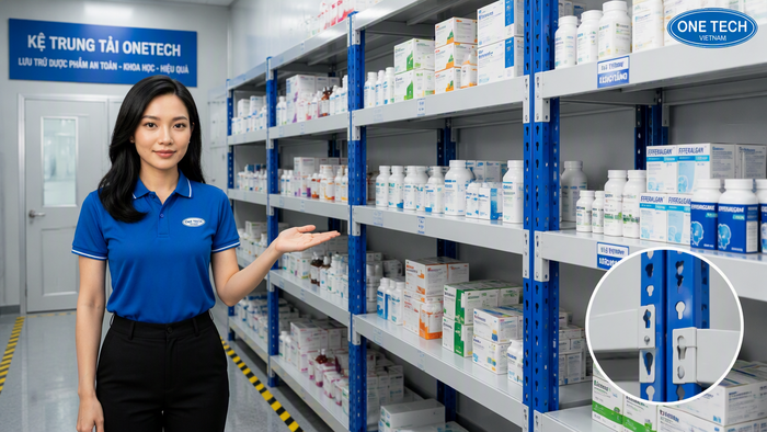 Kệ trung tải kho dược phẩm Ninh Bình cho thùng thuốc và vật tư y tế
