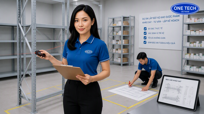 Khảo sát mặt bằng kho dược phẩm trước khi lắp kệ