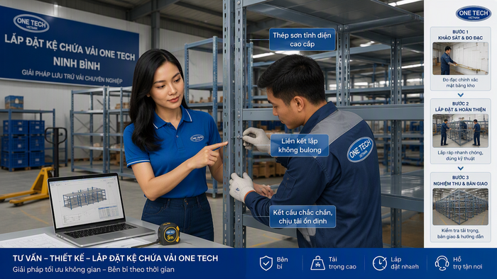 Tư vấn sản xuất giao lắp và bàn giao kệ để vải Quy trình lắp đặt kệ để vải tại Ninh Bình