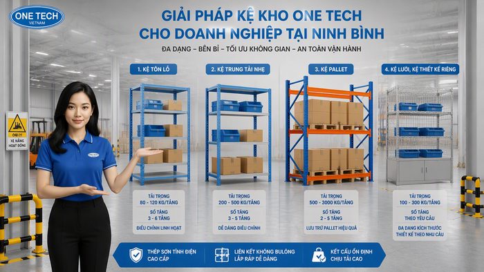 Bảng chọn thiết bị nhà kho Ninh Bình theo nhu cầu So sánh các loại kệ kho hàng phù hợp với doanh nghiệp Ninh Bình