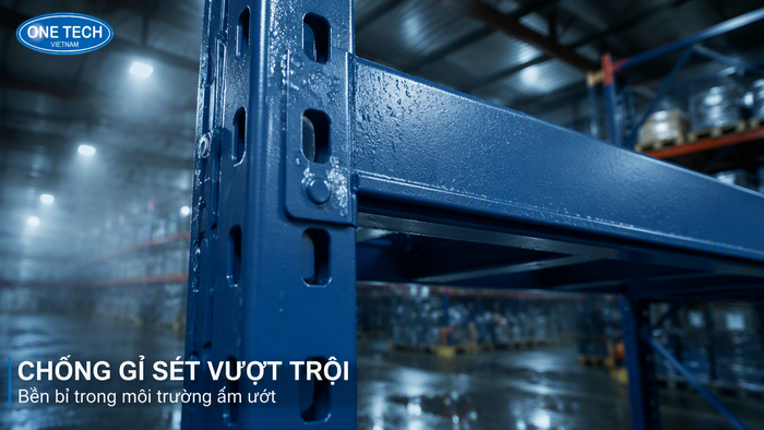 Lớp sơn tĩnh điện giúp kệ để vải bền hơn trong môi trường ẩm Bề mặt sơn tĩnh điện cho kệ để vải chống ẩm