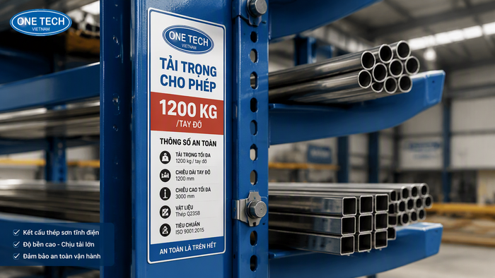 Tem nhãn tải trọng kệ để ống thép Tem nhãn tải trọng trên kệ để ống thép giúp vận hành an toàn