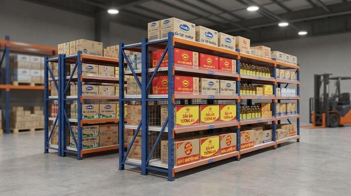Kệ trung tải hỗ trợ nhặt hàng lẻ trong kho FMCG Kệ trung tải cho khu picking hàng FMCG